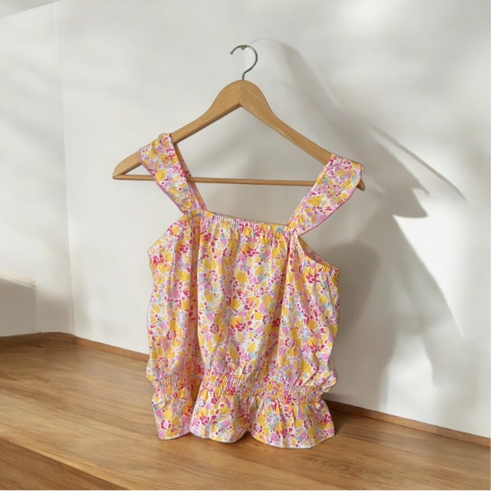 NEW Girl's Oshkosh B'Gosh Floral Print Ruffle Tank Top Size 14/14A